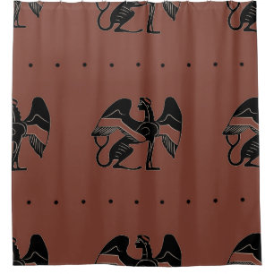 Seamless ethnic pattern with fantastic winged sphi shower curtain