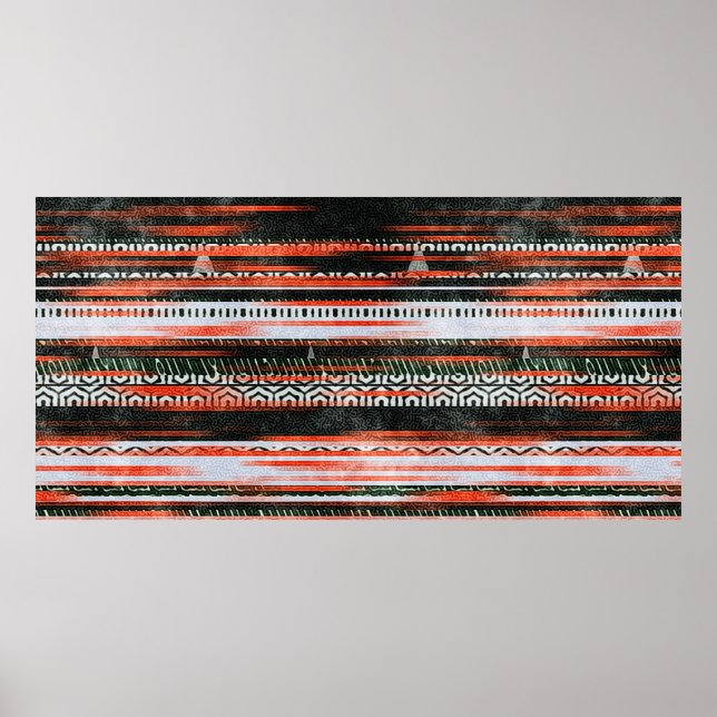 Seamless ethnic tribal pattern stripes rug design. poster (Front)