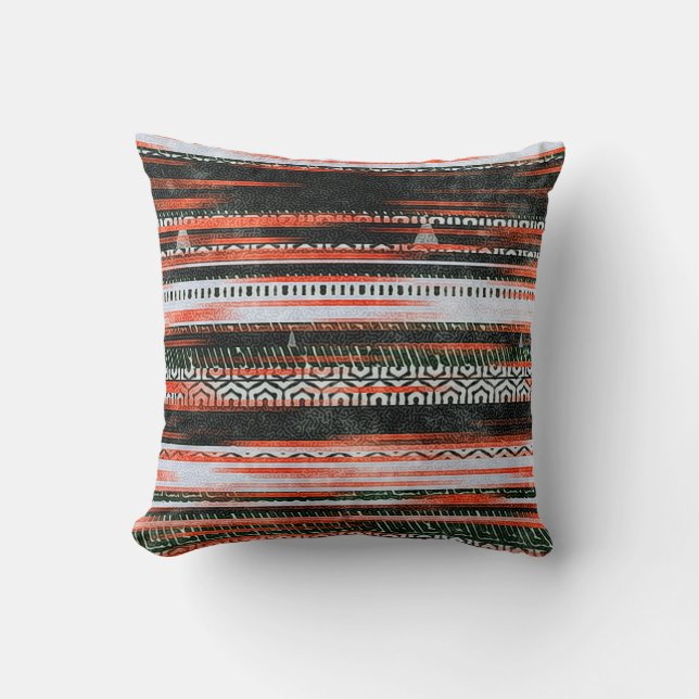 Seamless ethnic tribal pattern stripes rug design. throw pillow (Front)