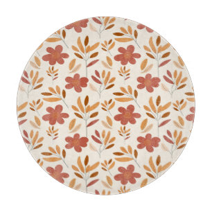 Seamless Fall Autumn Floral Pattern Cutting Board