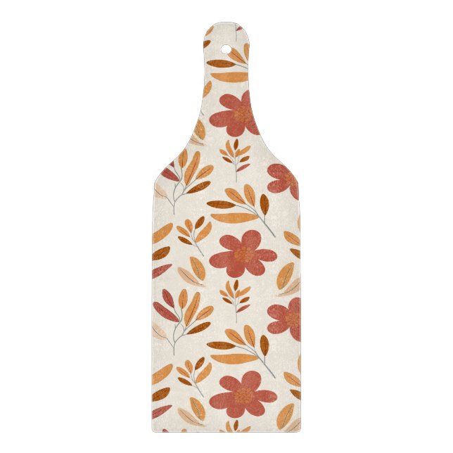 Seamless Fall Autumn Floral Pattern Cutting Board (Front)