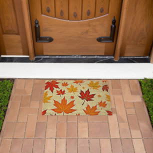 Seamless Fall Foliage Design Fiber Doormat