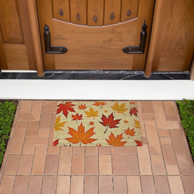 Seamless Fall Foliage Design Fiber Doormat (Insitu (Outdoor))