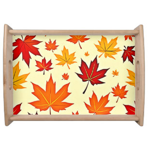 Seamless Fall Foliage Design Serving Tray
