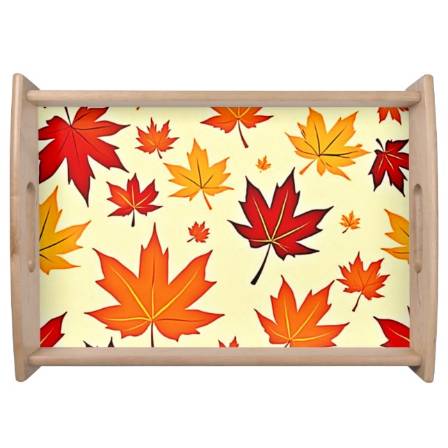Seamless Fall Foliage Design Serving Tray (Front)