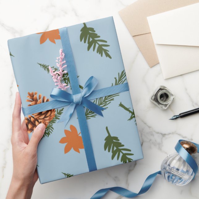 Seamless Fall Wrapping Paper with Cozy Pinecones (Gifting)