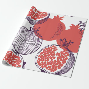 Seamless fashion pattern of pomegranate fruit, hal wrapping paper