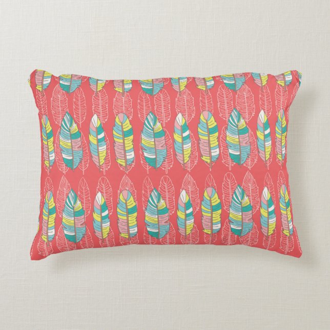 Seamless feather pattern background. Endless color Accent Pillow (Front)