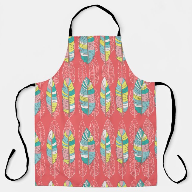 Seamless feather pattern background. Endless color Apron (Front)