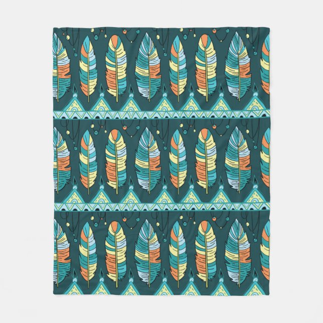 Seamless feather pattern background. Endless color Fleece Blanket (Front)