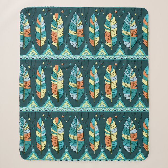 Seamless feather pattern background. Endless color Sherpa Blanket (Front)