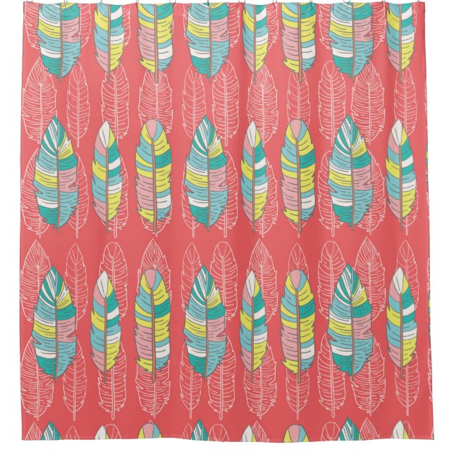 Seamless feather pattern background. Endless color Shower Curtain (Front)