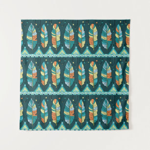 Seamless feather pattern background. Endless color Tapestry