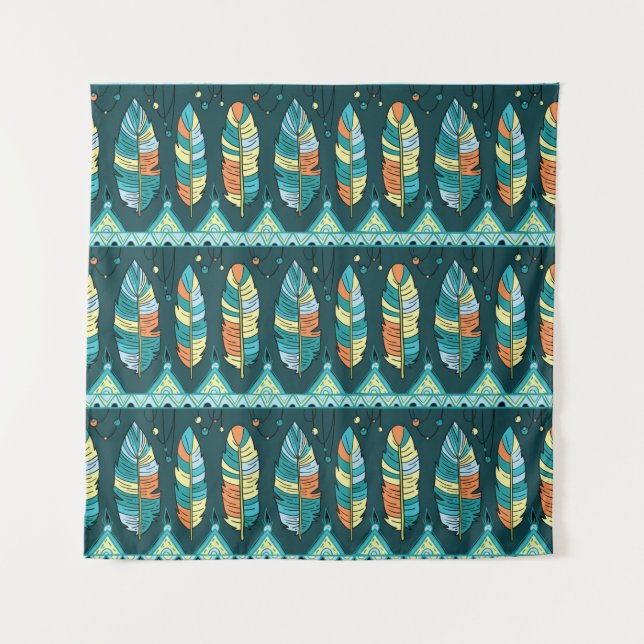 Seamless feather pattern background. Endless color Tapestry (Front)