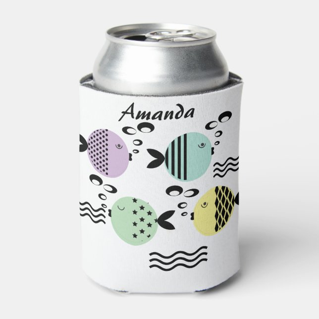 Seamless fish abstract scandinavian modern marine can cooler (Can Front)