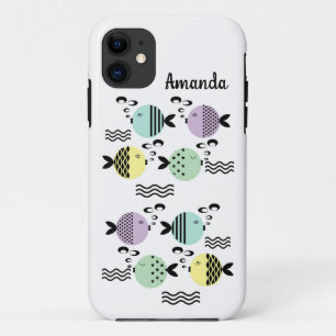 Seamless fish abstract scandinavian modern marine iPhone 11 case