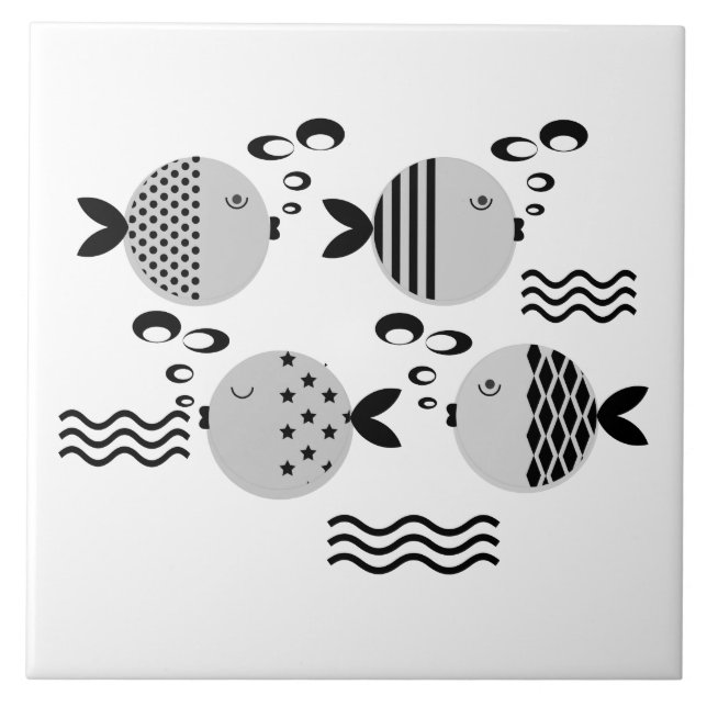 Seamless fish abstract scandinavian modern marine  ceramic tile (Front)