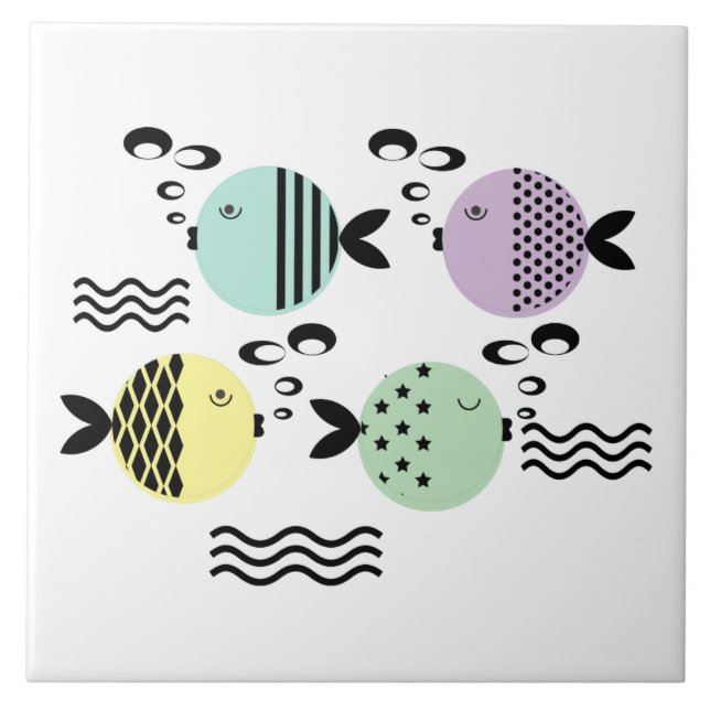 Seamless fish abstract scandinavian modern marine  ceramic tile (Front)