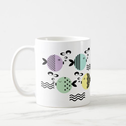 Seamless fish abstract scandinavian modern marine  coffee mug