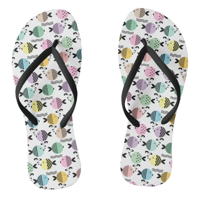 Seamless fish abstract scandinavian modern marine flip flops (Footbed)
