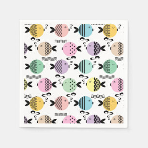 Seamless fish abstract scandinavian modern marine napkins