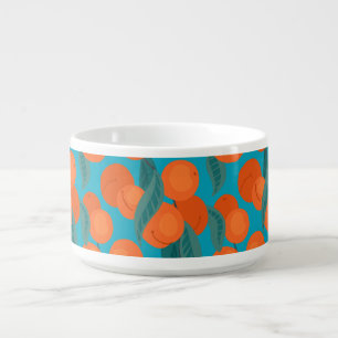Seamless flat pattern with peaches on branches   bowl