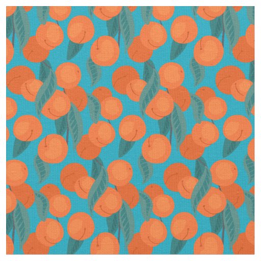 Seamless flat pattern with peaches on branches fabric