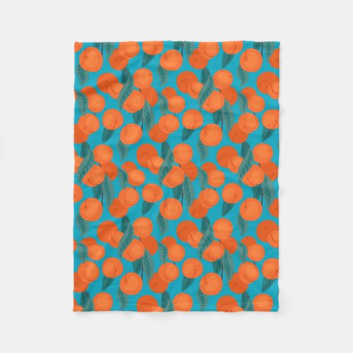 Seamless flat pattern with peaches on branches  fleece blanket