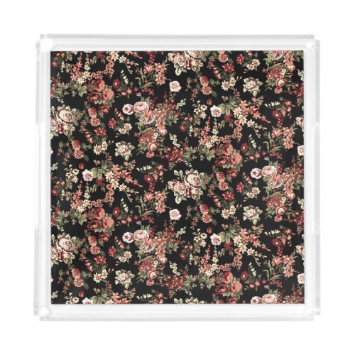 Seamless floral background flower pattern acrylic tray