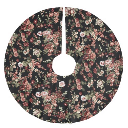 Seamless floral background flower pattern brushed polyester tree skirt