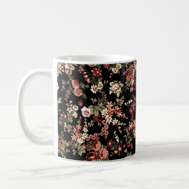 Seamless floral background: flower pattern. coffee mug (Left)