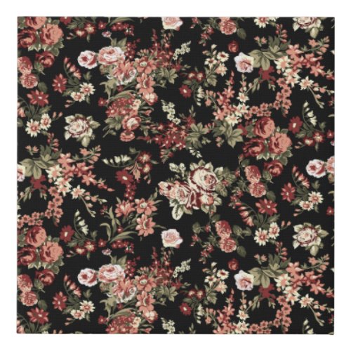 Seamless floral background flower pattern faux canvas print
