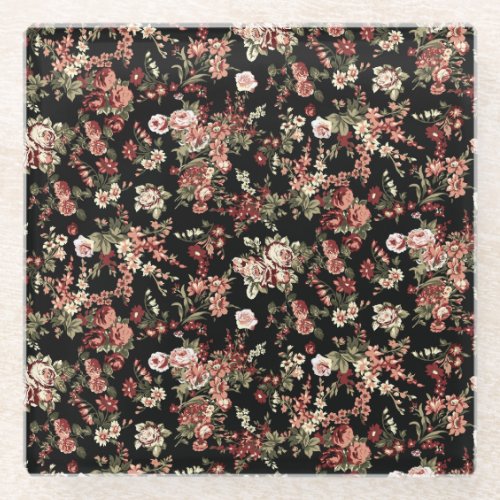 Seamless floral background flower pattern glass coaster