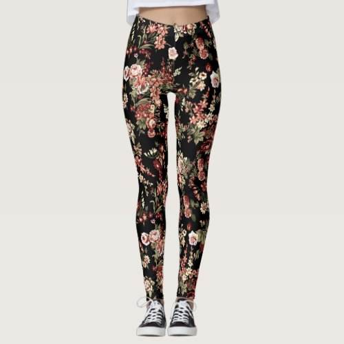 Seamless floral background flower pattern leggings