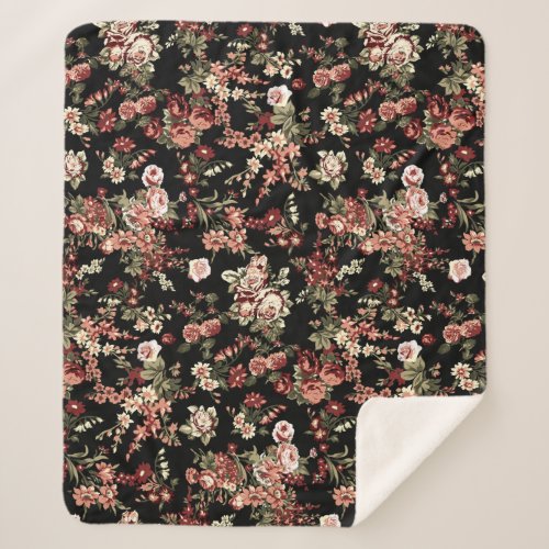 Seamless floral background flower pattern sherpa blanket