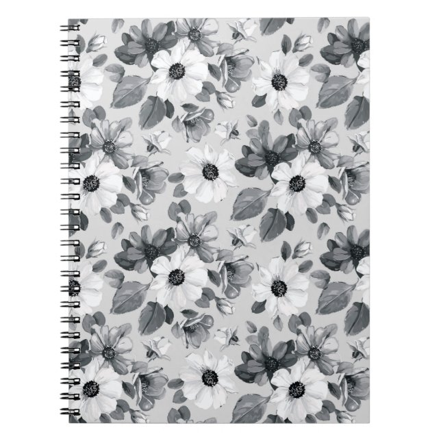Seamless floral background with beautiful wildflow notebook (Front)