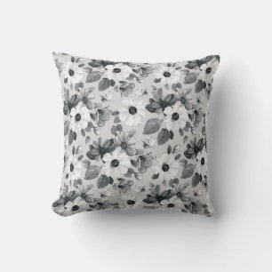 Seamless floral background with beautiful wildflow throw pillow