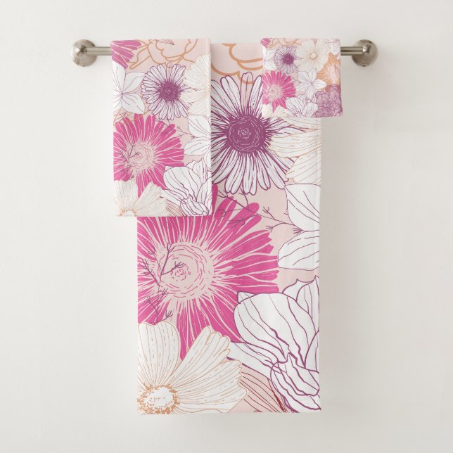 Seamless Floral  Bath Towel Set (Insitu)