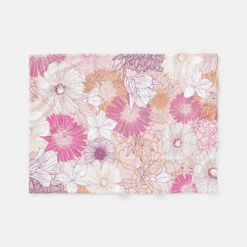 Seamless Floral  Fleece Blanket