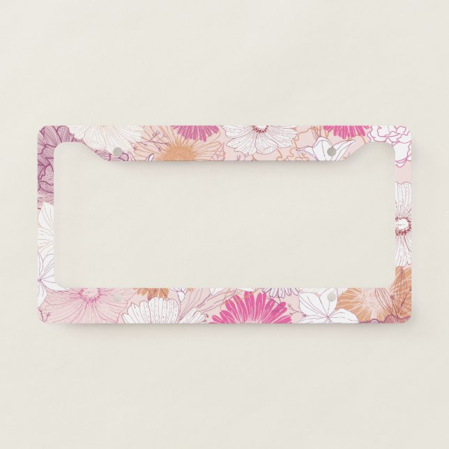 Seamless Floral  License Plate Frame (Front)
