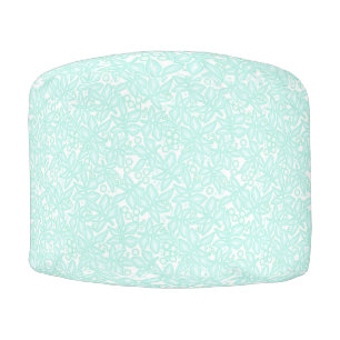 Seamless floral light green flowers lace leaves wh pouf