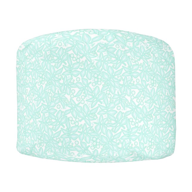 Seamless floral light green flowers lace leaves wh pouf (Front)