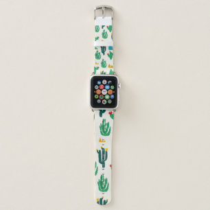 Seamless floral natural abstract cactus pattern on apple watch band