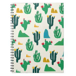 Seamless floral natural abstract cactus pattern on notebook