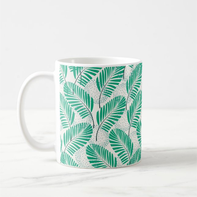 Seamless floral natural abstract pattern on white  coffee mug (Left)