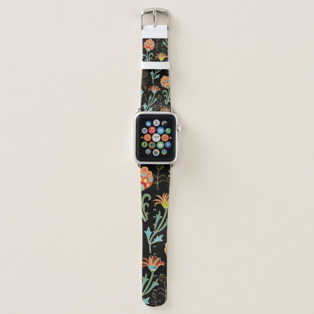Seamless floral orient print apple watch band (Front)