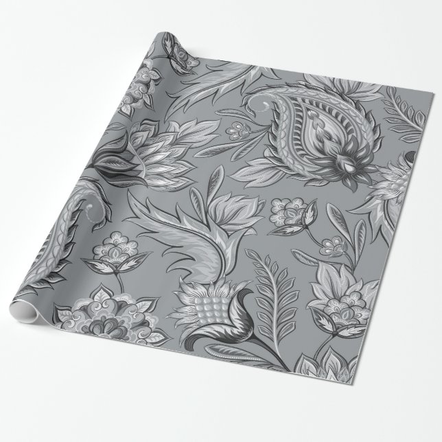Seamless Floral Paisley Papers-04 Wrapping Paper (Unrolled)