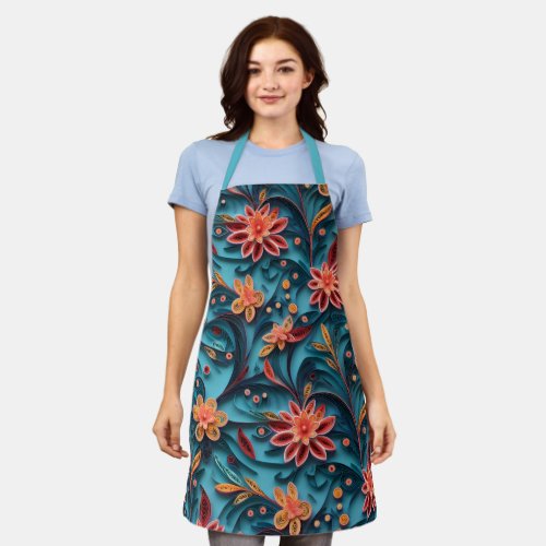 Seamless floral paper pattern All_Over Print Apron
