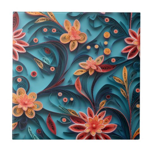 Seamless floral paper pattern Ceramic Tile