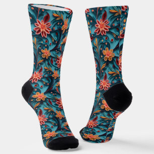 Seamless floral paper pattern Crew Socks